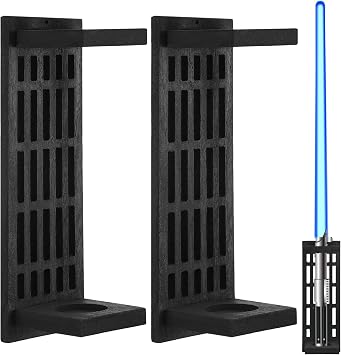 CroBlissful 2 Pack Light Sword Wall Mount Wooden Light Sword Stand Wall Mount Holder for Display and Storage, Gift for CollectorsBlack