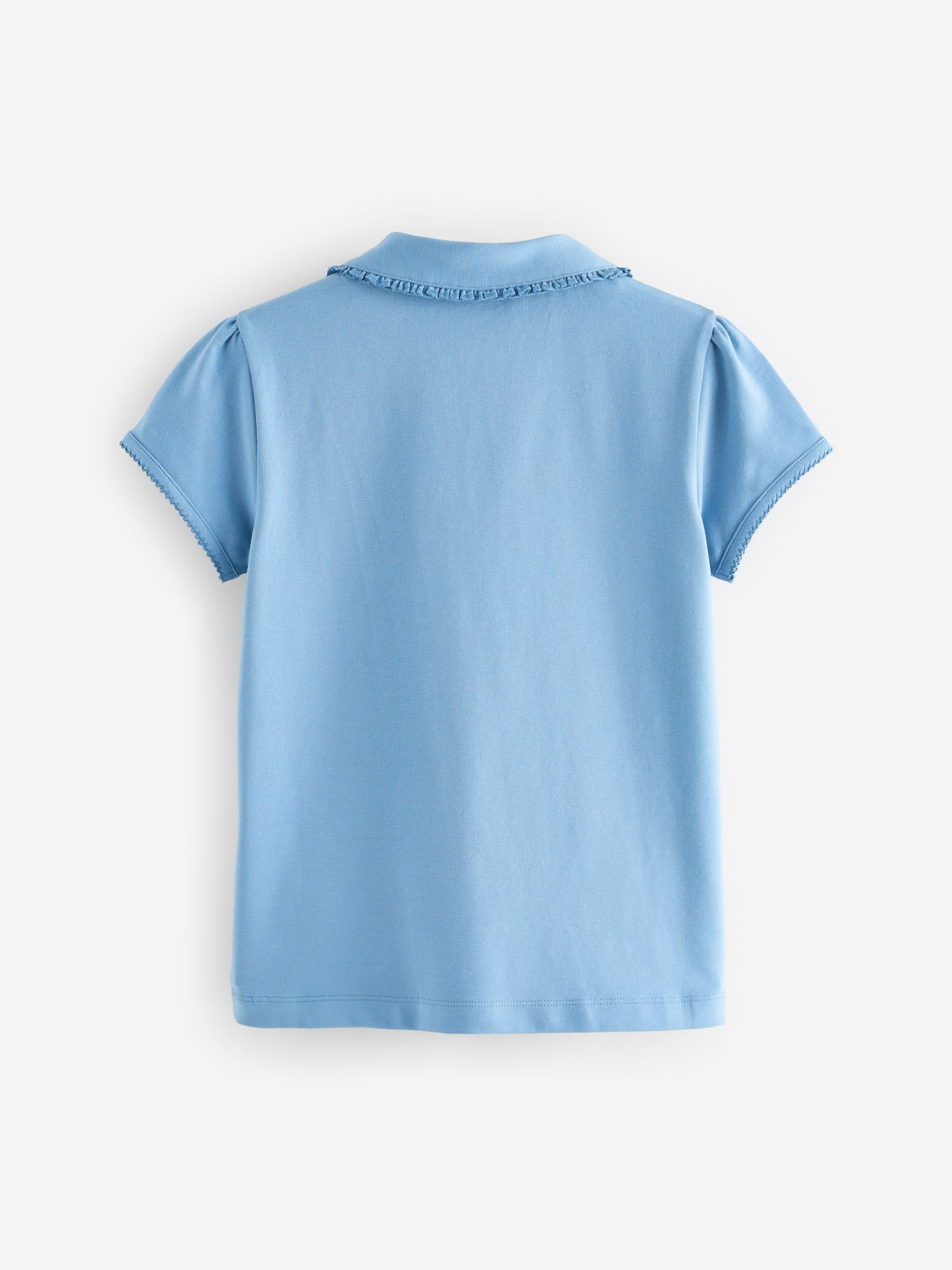 NEXT Niñas Pack de 2 Polos Escolares con Volante en el Cuello de algodón elástico Azul 9 Años