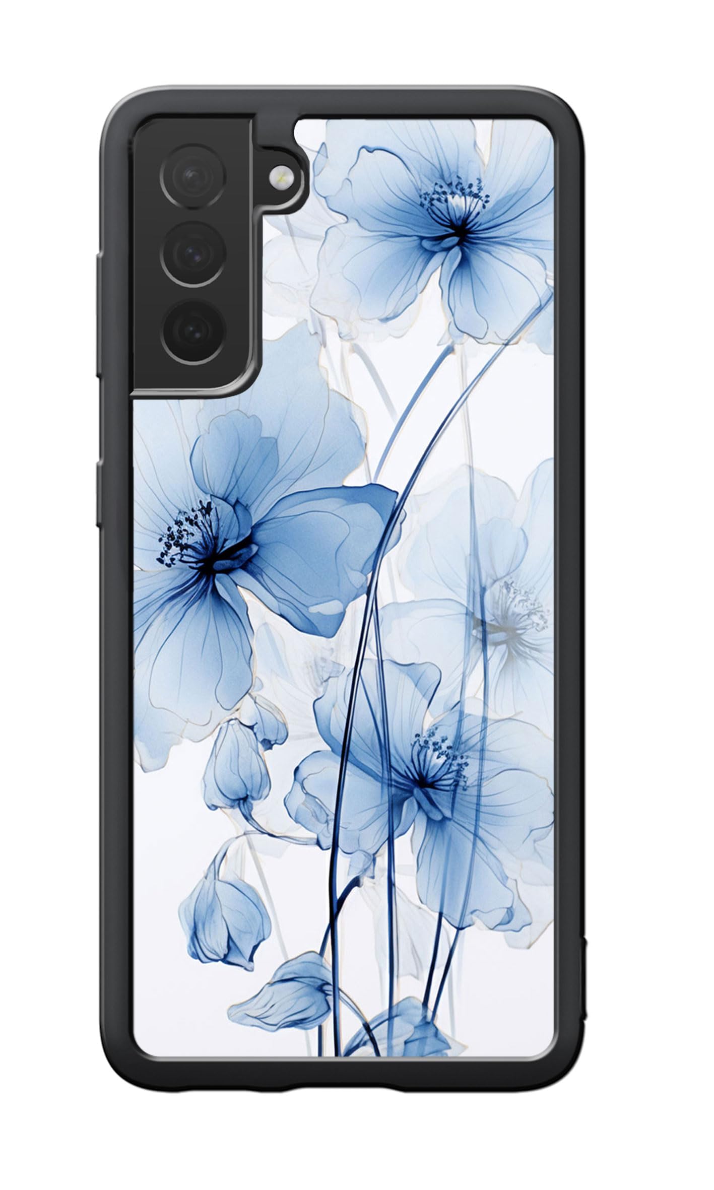 for Samsung Galaxy S21 Plus Case - Translucent Blue Flowers Designed Phone Cases - TPU Phone Cases - Drop Protection