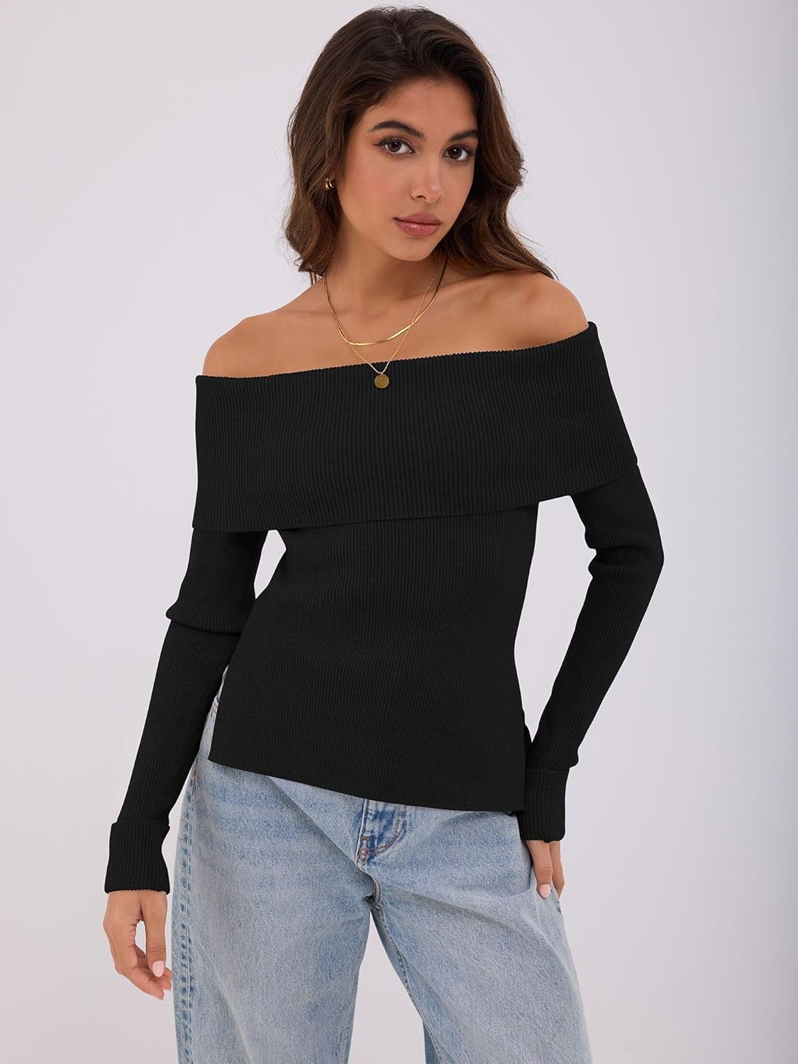ZAFUL Womens Off The Shoulder Pullover Sweater Long Sleeve Fall Ribbed Knit Tops Sexy Y2K Outfits - Image 2