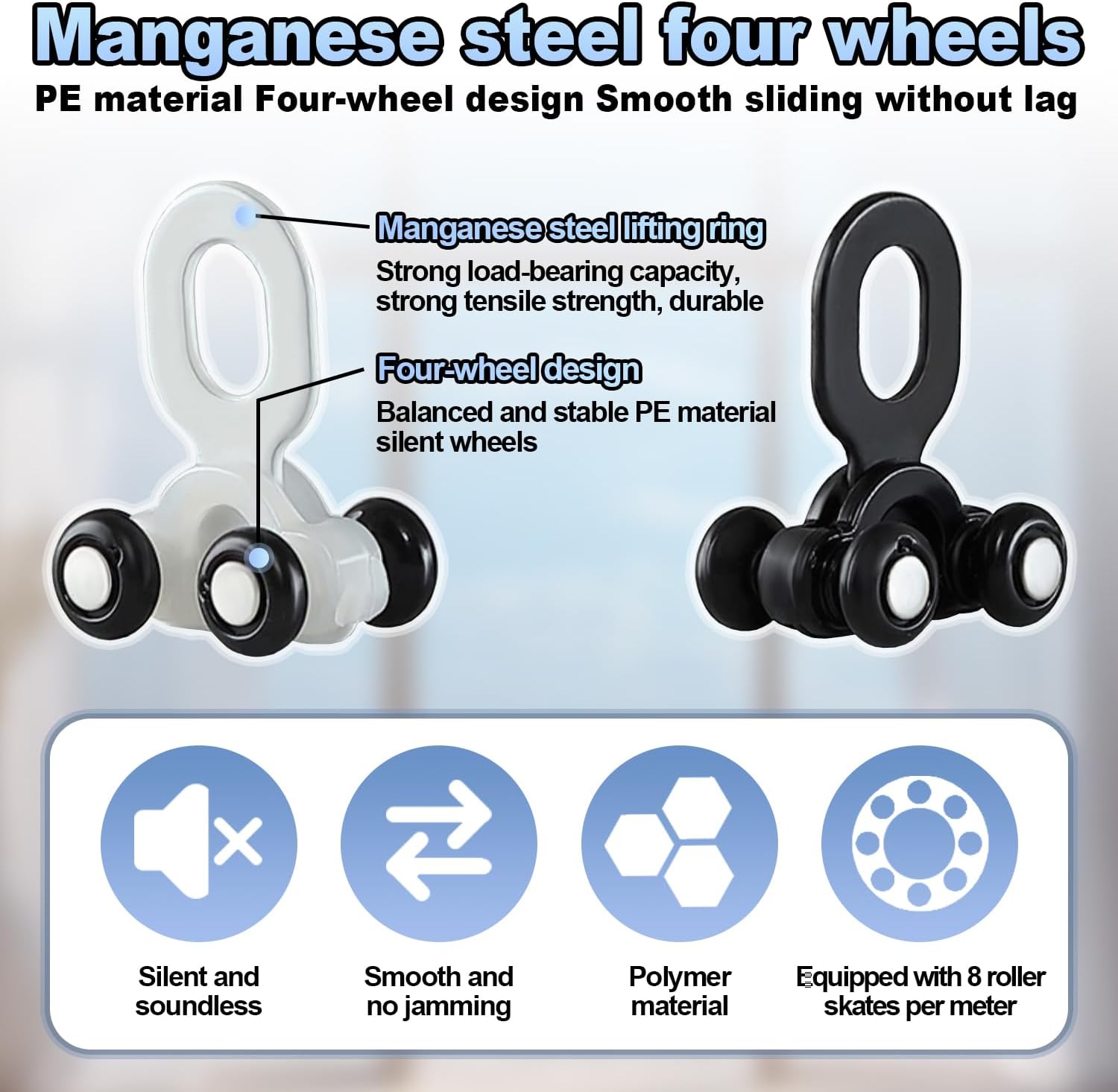 Heavy Duty Double Row Curtain Track - Silent Aluminum Alloy Ceiling Drape Set for Living Room, Bedroom, Hospital - Easy Install - Champagne Color, 2.9m (9.5ft)