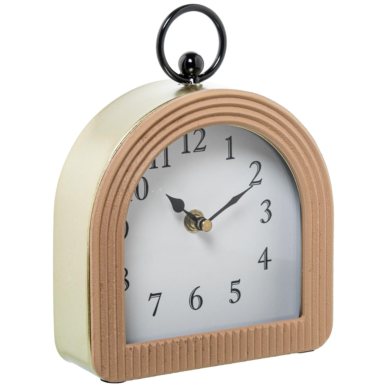 DRW Reloj de sobremesa de Metal y Madera Natural 16x5x21 cm