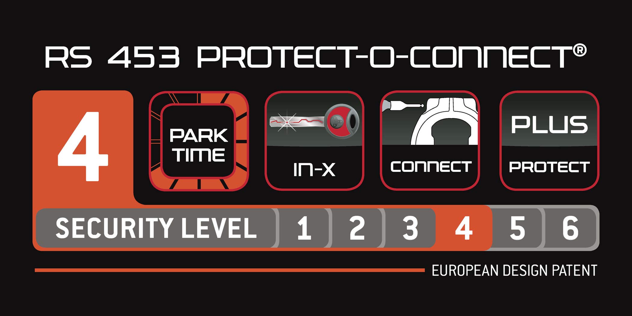 Trelock Kit - RS 453 AZ Protect-O-Connect Candado de cuadro/ZR 355 Cadena de inserción /Bolsa de