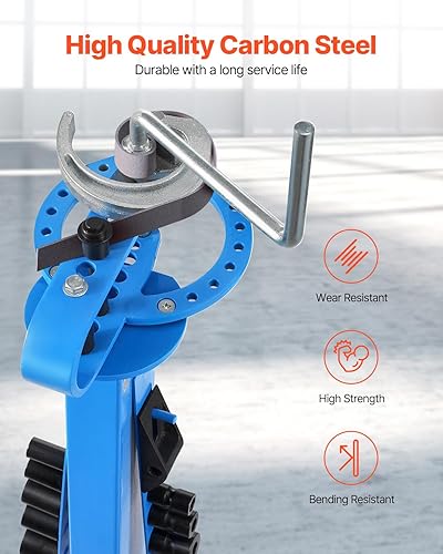 Miniatura 4 de Happybuy Dobladora manual de tubos, 2 pulgadas de diámetro exterior máximo, 14 troqueles de flexión, herramienta resistente de 200 para tubos de