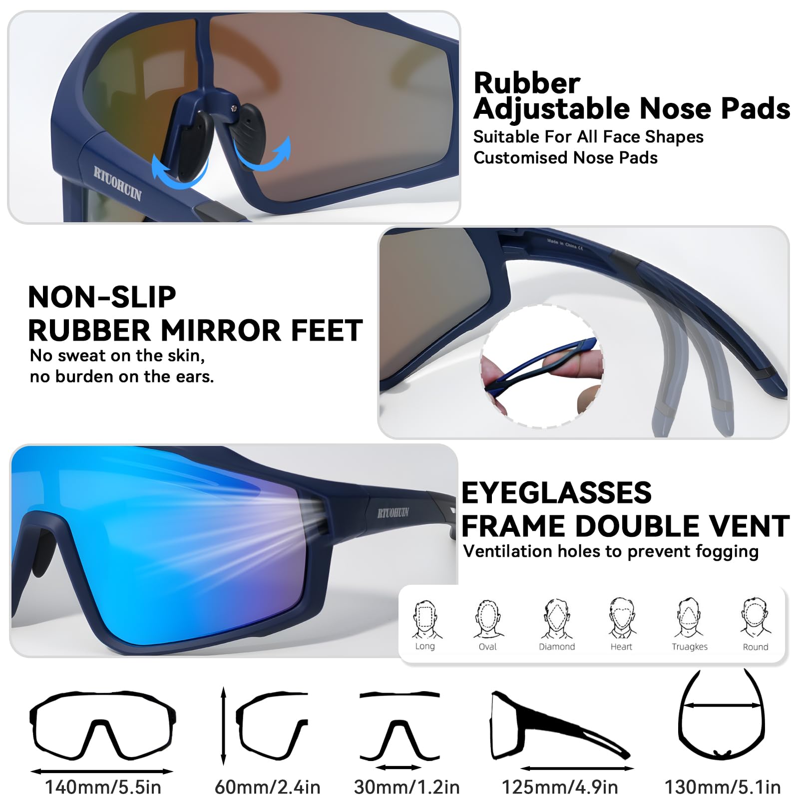 Polarisiert Fahrradbrille UV400-Schutz Sport Sonnenbrille TR90 Flexiblem Rahmen Hochwertig Schnelle Schutzbrille für Kinder Herren und Damen