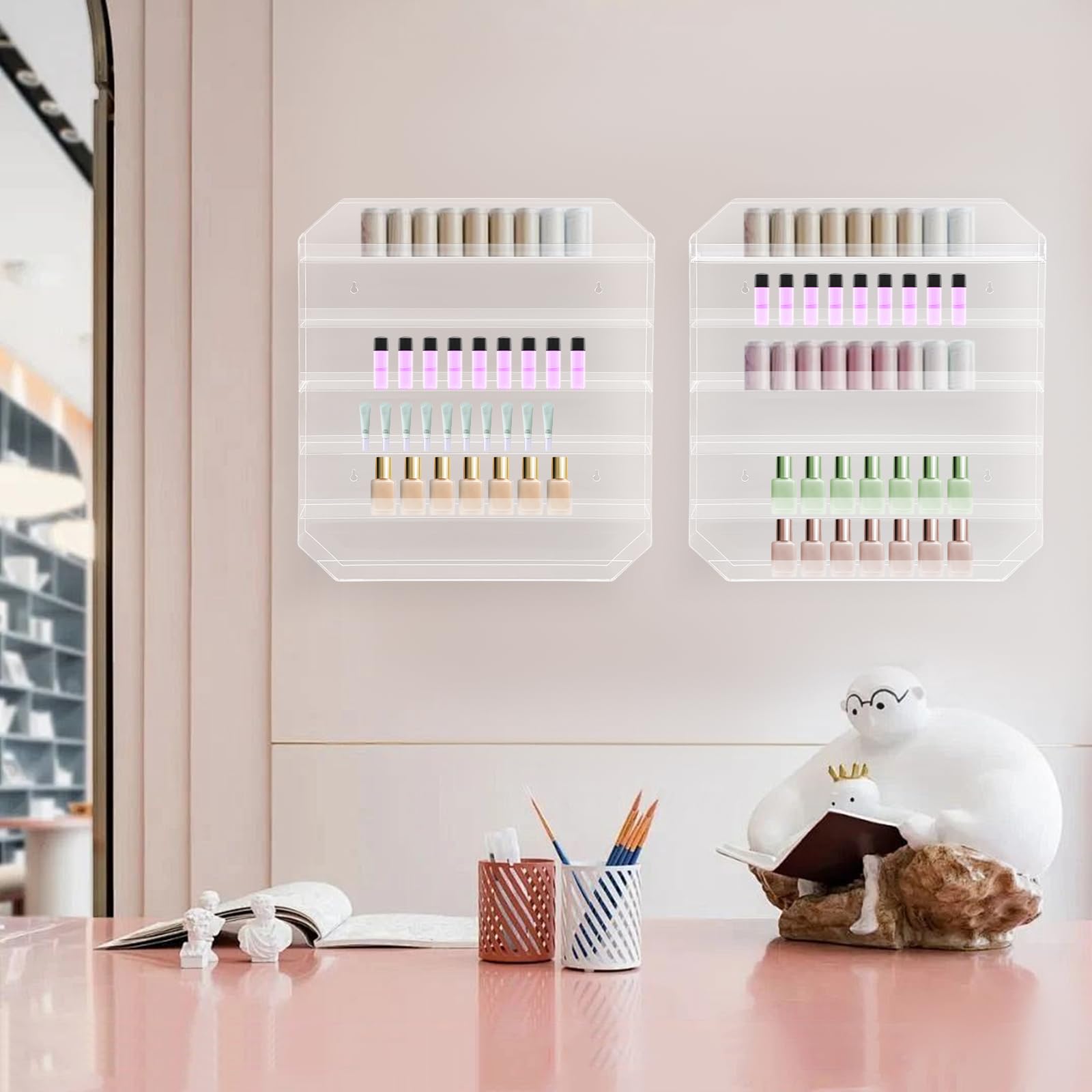 Étagère à vernis à ongles acrylique pour ne plus chercher vos rouges à lèvres et flacons