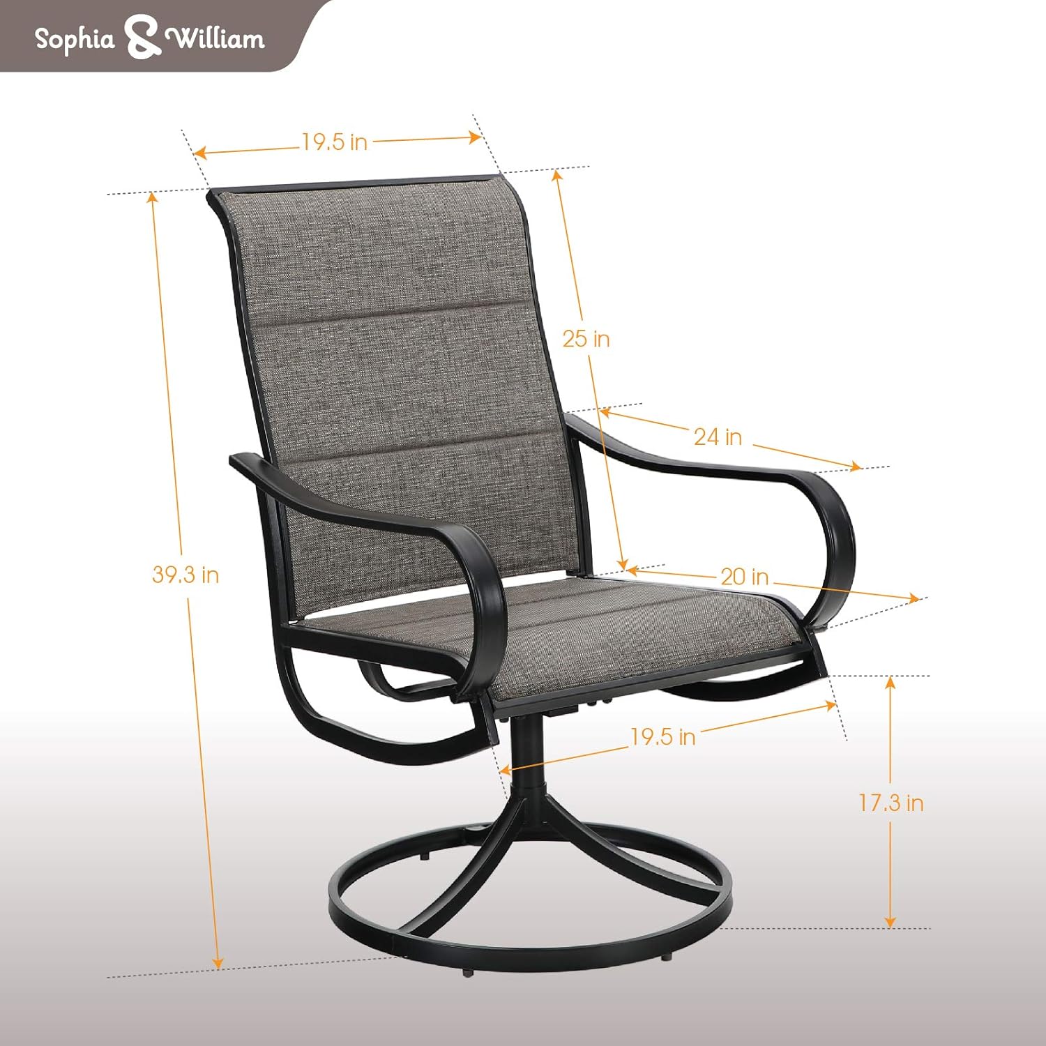 Sophia & William Patio Dining Chairs Patio Swivel Chairs 4 Pieces Quick Dry Textilene Patio Chairs Outdoor Furniture Support 300lbs for Lawn Garden Backyard Weather Resistant