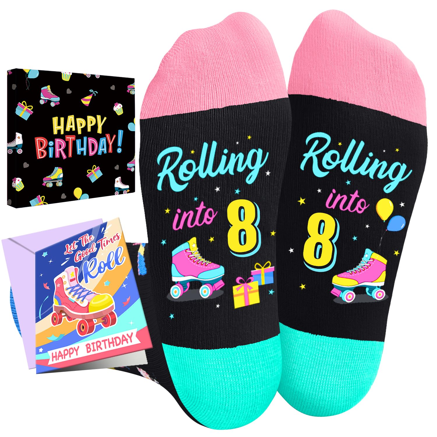 HAPPYPOP Birthday Gifts Socks Ideas - 8-12 Year Old Gifts in Birthday Gift Box, Presents for Girls Boys with Greeting Card