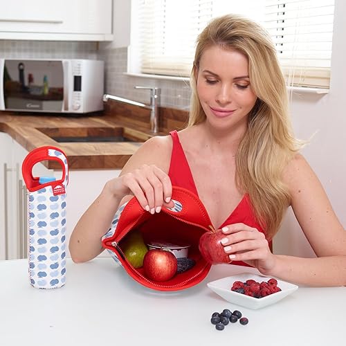 Miniatura 5 de Nordic By Nature Bolsa de almuerzo de neopreno para mujeres, hombres y niÃ±os, extra gruesa, aislada, de neopreno, con funda para botella de agua,