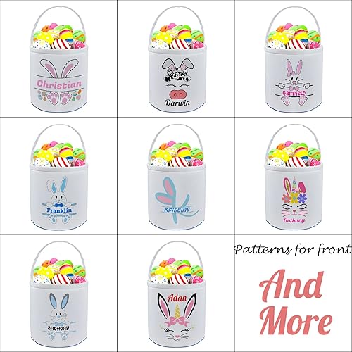 Miniatura 2 de Cesta de Pascua personalizada con nombre, bolsas de lona personalizadas para niños, cestas de Pascua para bebés, niños y niñas, color rosa
