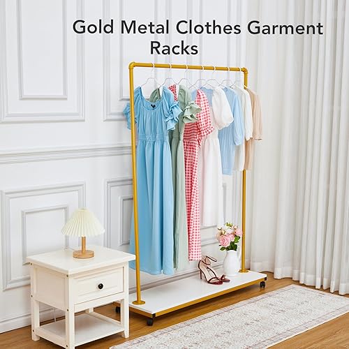 Miniatura 2 de Towallmark Perchero de ropa resistente de 63 pulgadas con ruedas y estante inferior para colgar ropa, perchero de metal para abrigos, camisas,