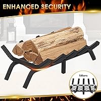 Vista 2 de G GOOD GAIN Rejilla de chimenea con retenedor de brasa, acero resistente de 20 pulgadas para interiores, soporte para estufa de leña, soporte