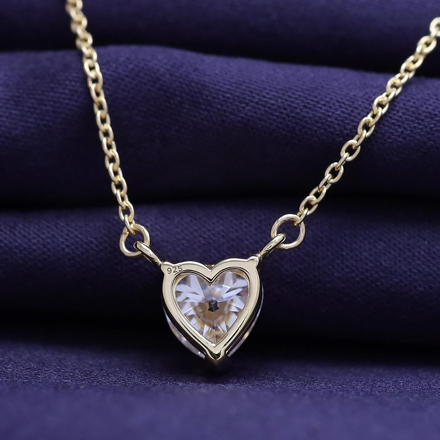 Heart Pendant Necklace for Women, 6.5MM to 9MM Lab Created Moissanite Solitaire Pendant Necklace in 14K Gold Plated Sterling Silver Jewelry for Women