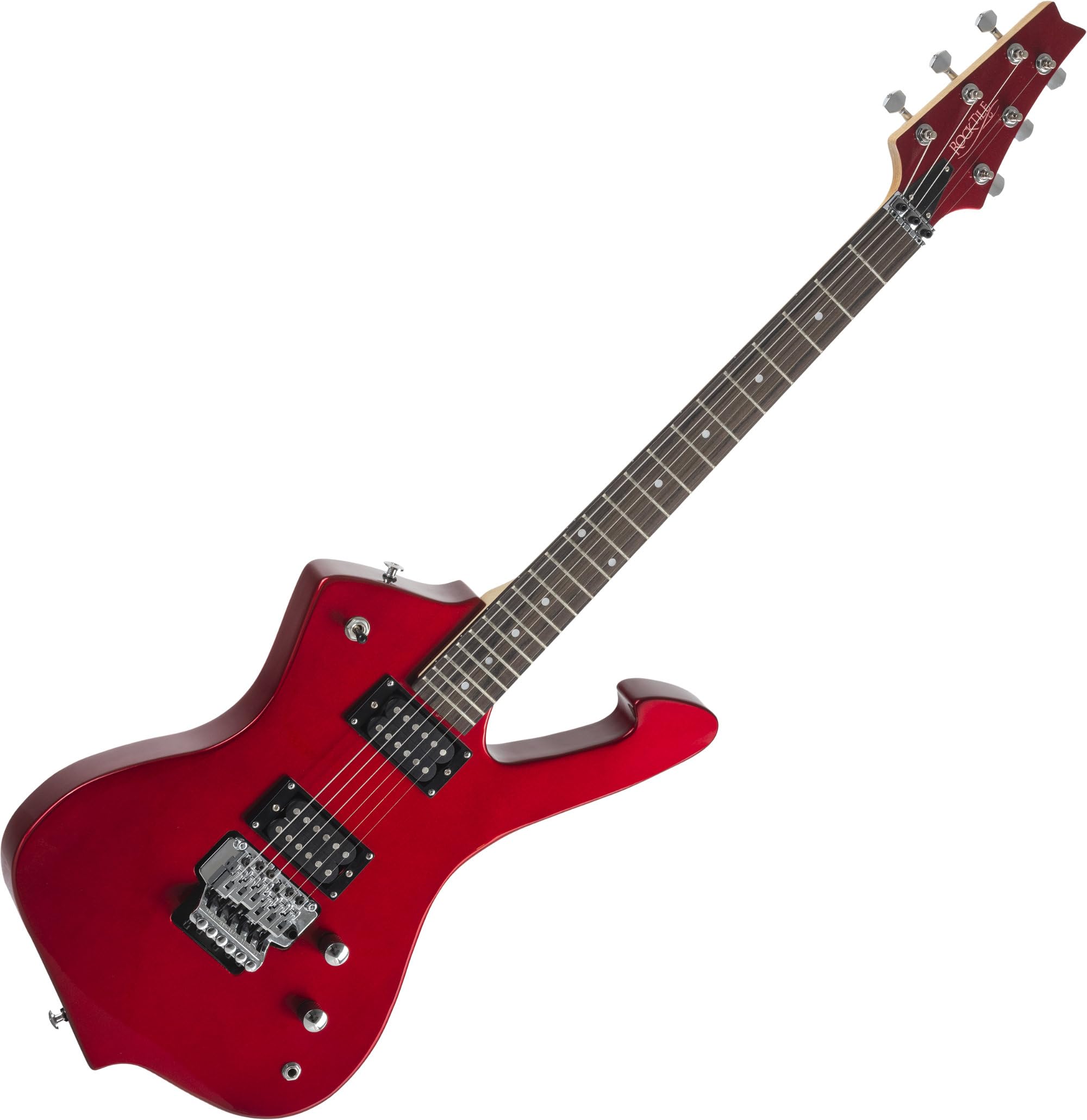 Rocktile Sidewinder E-Guitar, Modello: Sidewinder, Corpo: Tiglio, Scala: 25 | Manico: Acero avvitato, 2 Humbucker Pickup, 22 Tasti Medium Jumbo, 5" (648 mm), Tastiera: legno duro selezionato, Inlay: Dot
