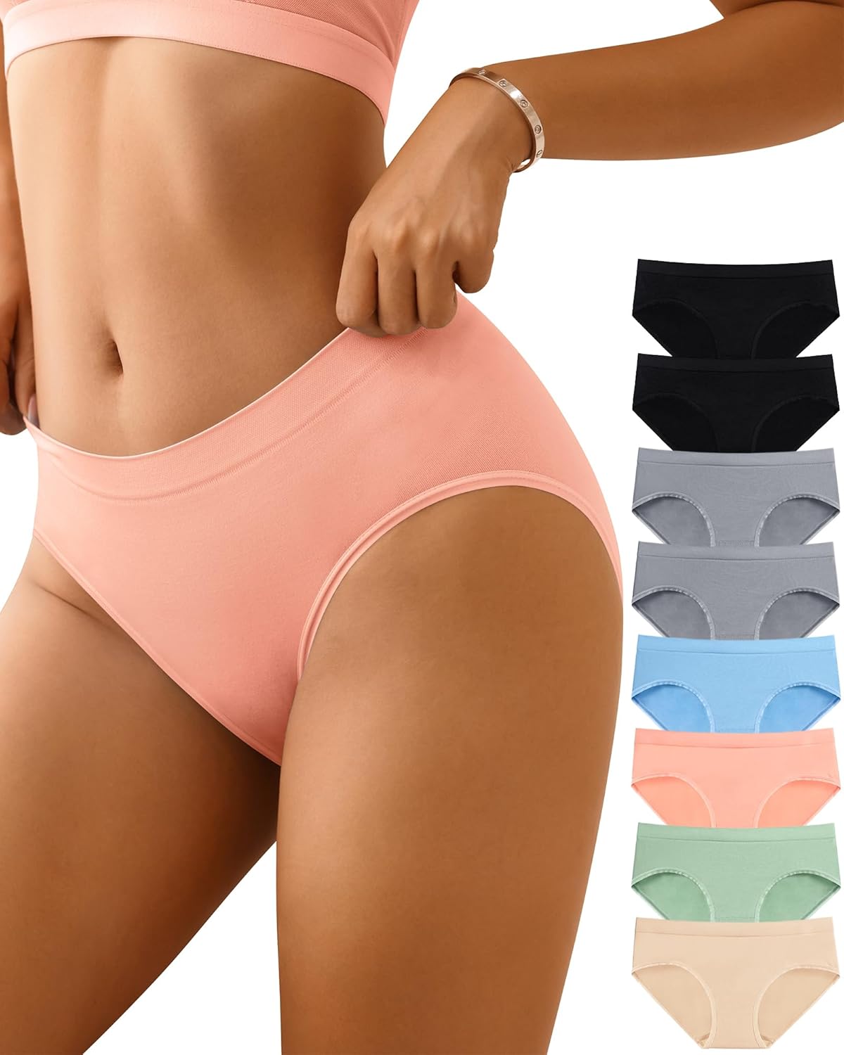 CULAYII Womens Underwear Seamless Hipster Panties Wicking Underwear Soft Stretch Breathable Ladies Low Waisted Underwear