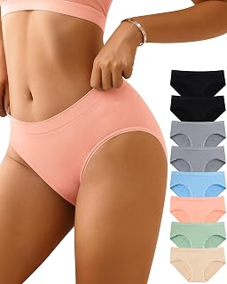 Womens Underwear Seamless Hipster Panties Wicking Underwear Soft Stretch Breathable Ladies Low Waisted Underwear