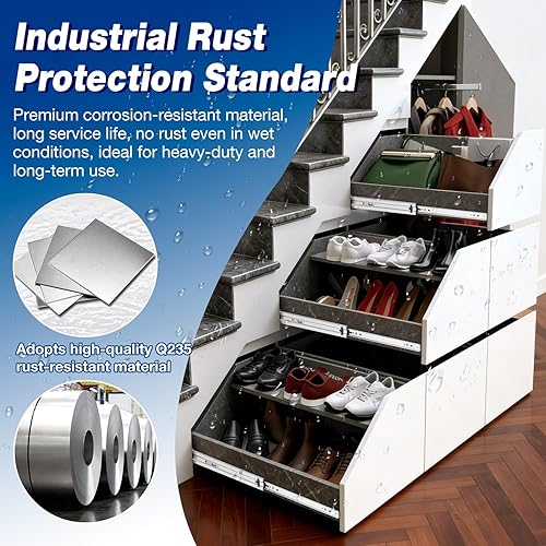 Miniatura 5 de YENUO Diapositivas de cajón resistentes de cierre suave, montaje lateral de extensión completa de 12, 14, 16, 18, 20, 22, 24, 26, 28, 30, 32