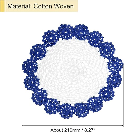 Miniatura 2 de uxcell Posavasos de tela, 2 piezas de 8 pulgadas, de algodón tejido, tapete de encaje bordado con patrón floral para decoración de fiesta de boda