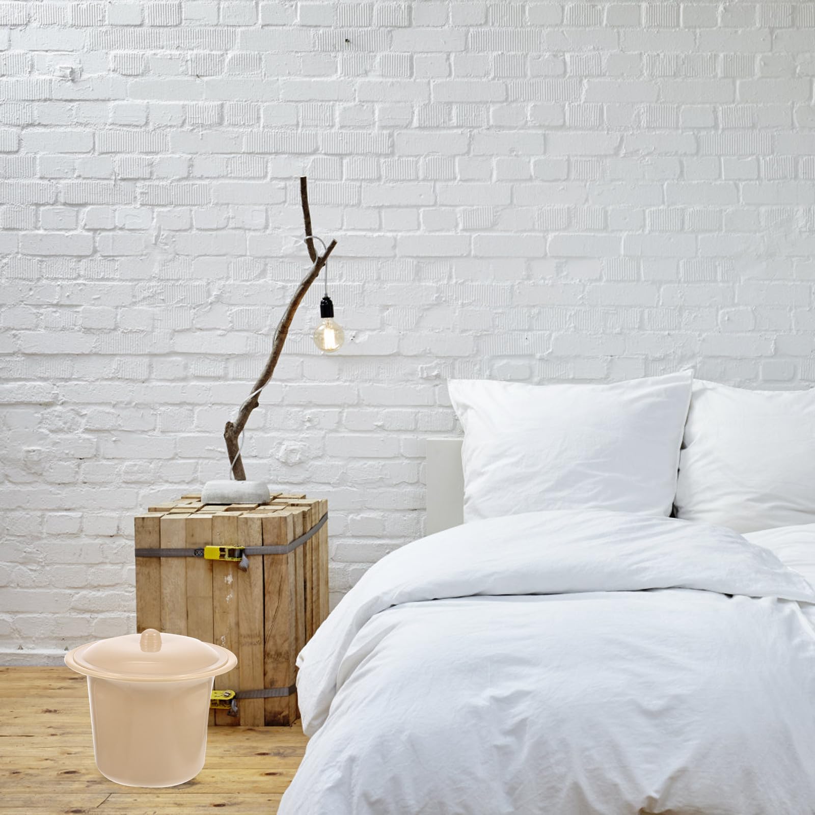 WC portatile da comodino per bambini e anziani, vasino notturno in plastica resistente con coperchio, design stabile per uso domestico, pratico aiuto per la salute delle donne, facile da pulire