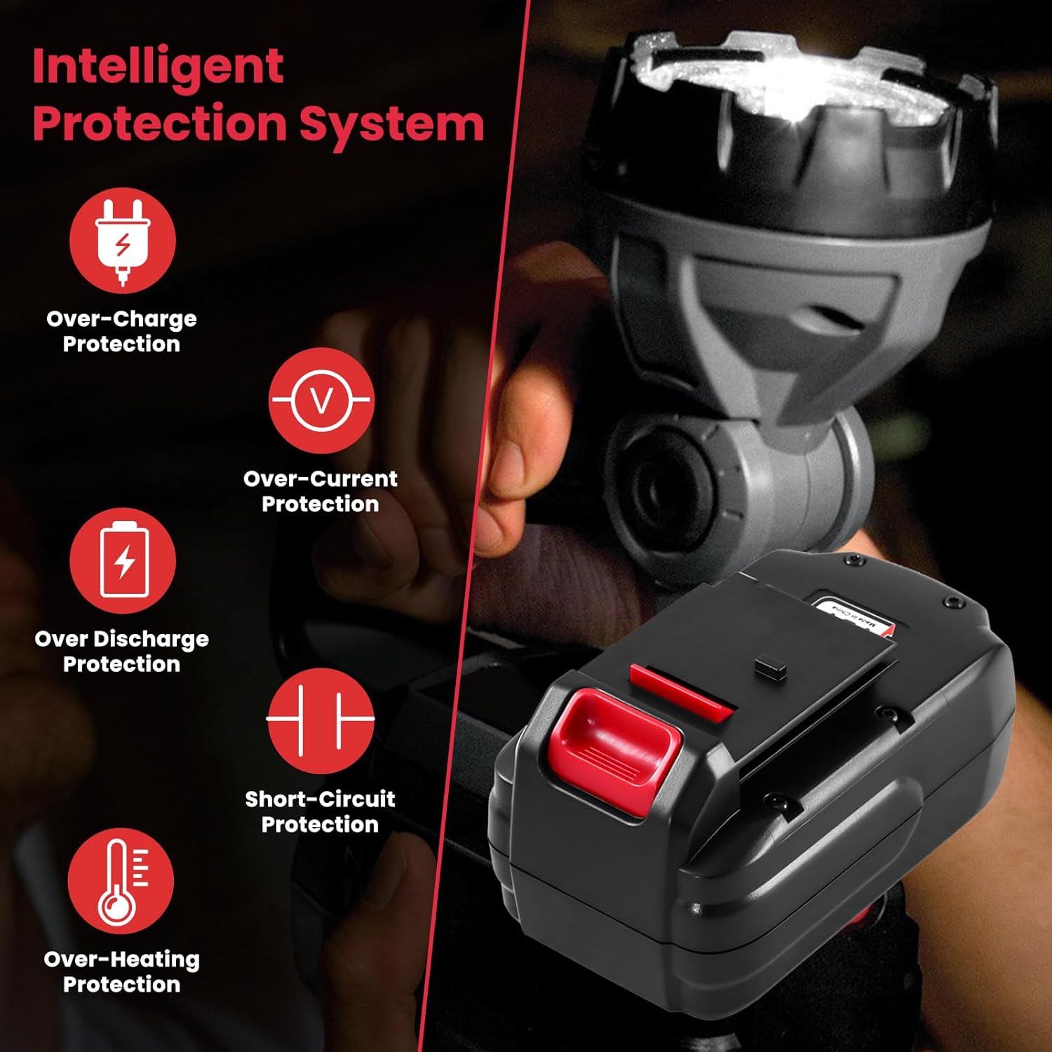 2 Pack 3.6Ah PC18B PC18B-2 Replacement for Porter Cable 18v Battery Ni-Mh Batteries Compatible with Porter Cable Batteries 18V PCC489N PCMVC PCXMVC Cordless Power Tools - Image 4