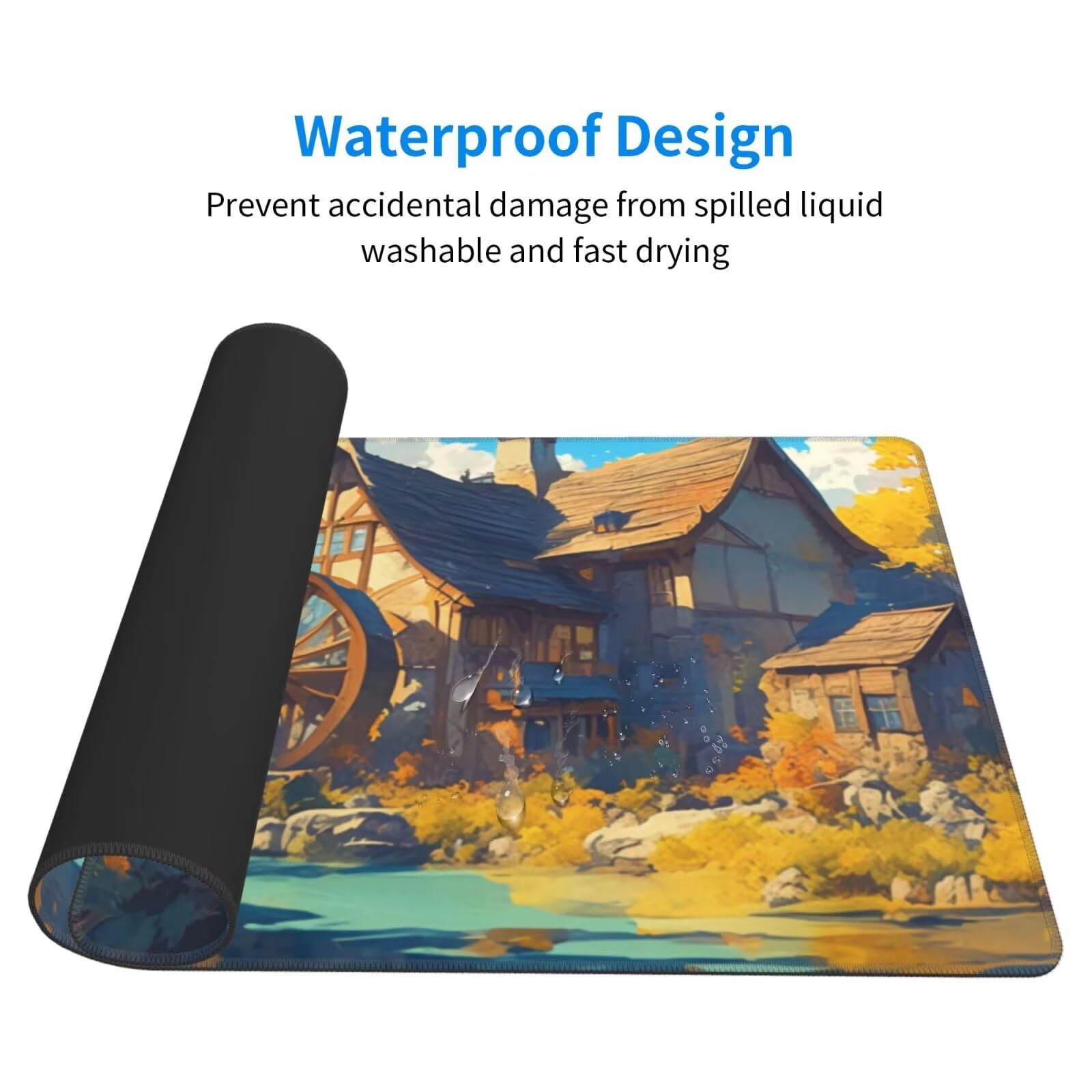 Alfombrilla de Ratón Gaming Grande XXL 1400x600x4mm con Bordes Cosidos, Tela de Micro Tejido, Base de Goma Antideslizante y Mouse Pad, para Teclado Escritorio, PC, Oficina Arroyo de la Cabina Y5028