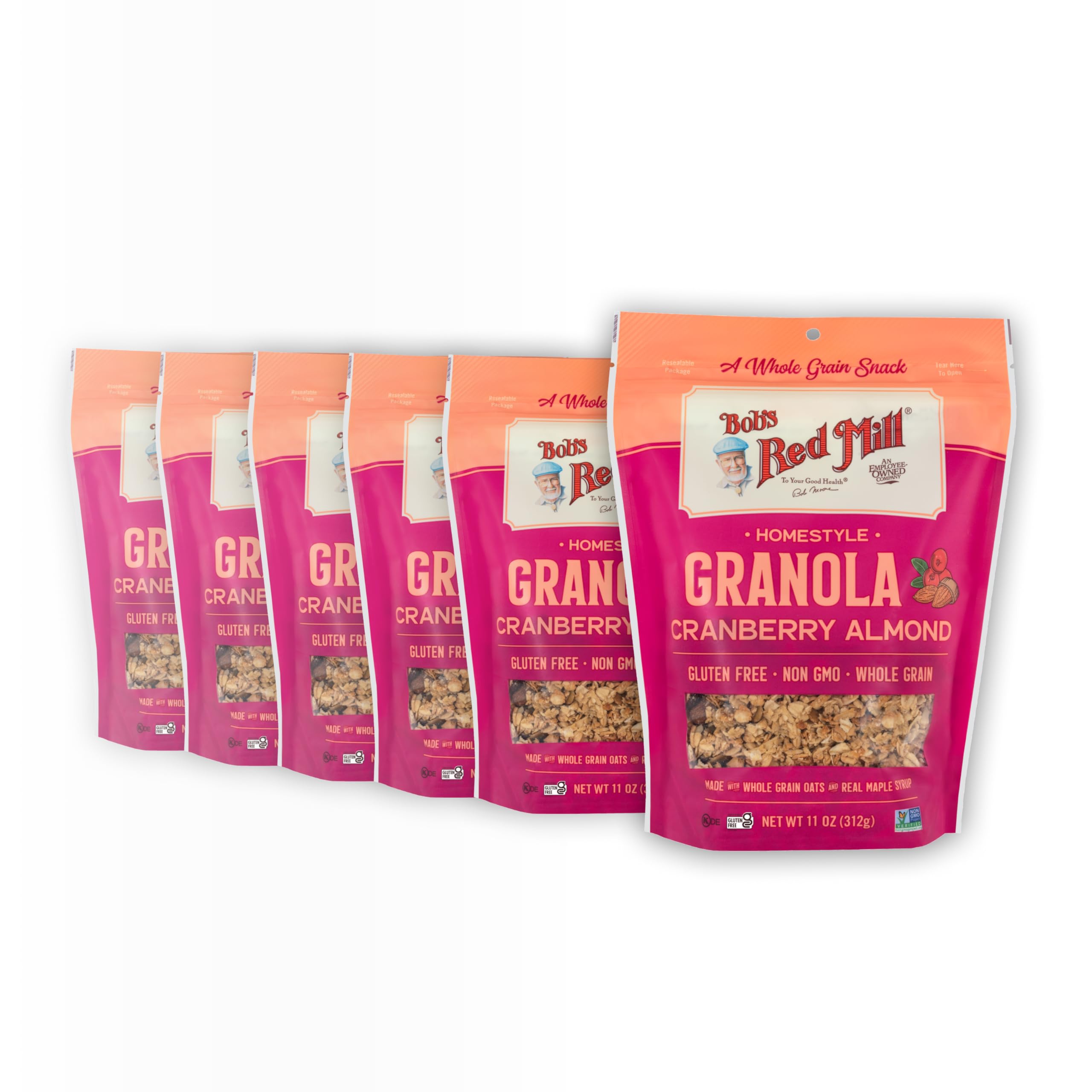Bob's Red Mill Cranberry Almond Granola, 11oz (Pack of 6) - Non GMO, Whole Grain, Kosher