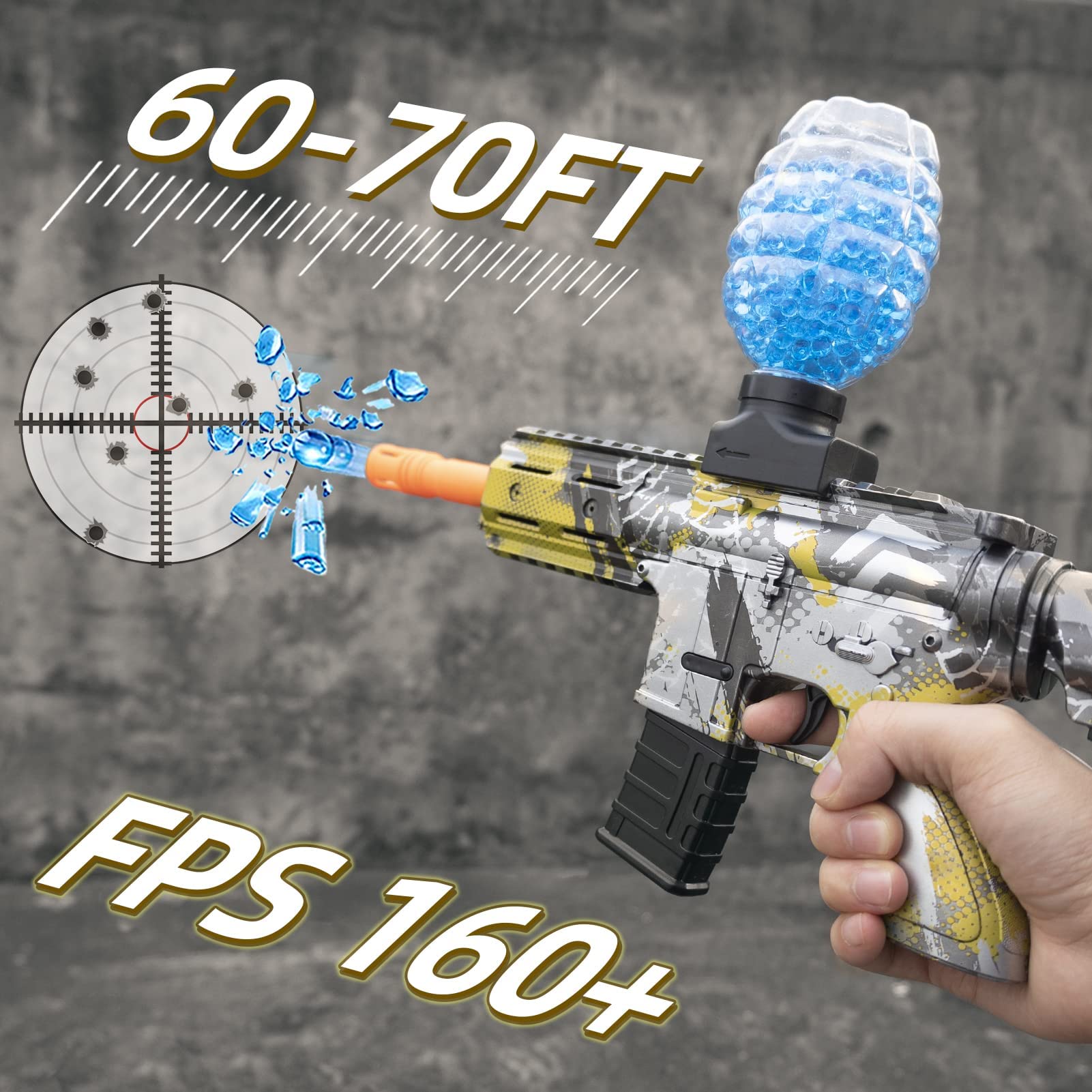 Electric Gel Ball Blaster, Splatter Ball Gun with Water Beads, M416 Gel Gun Blaster Backyard Shooting Game Water Pellet Gun Toy for Adults Kids