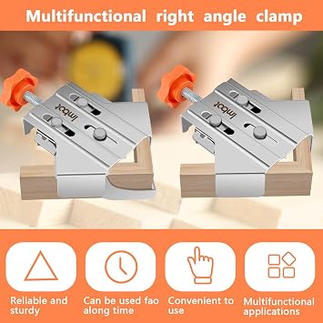 2/4Pcs Woodworking Right Angle Clamp Stainless Steel 90 Degree Corner Clamp Open and Close Type Photo Frame Clamp Multifunctional Wood Fixing Clamping Tool for Welding Furniture(1A+1B,silver)