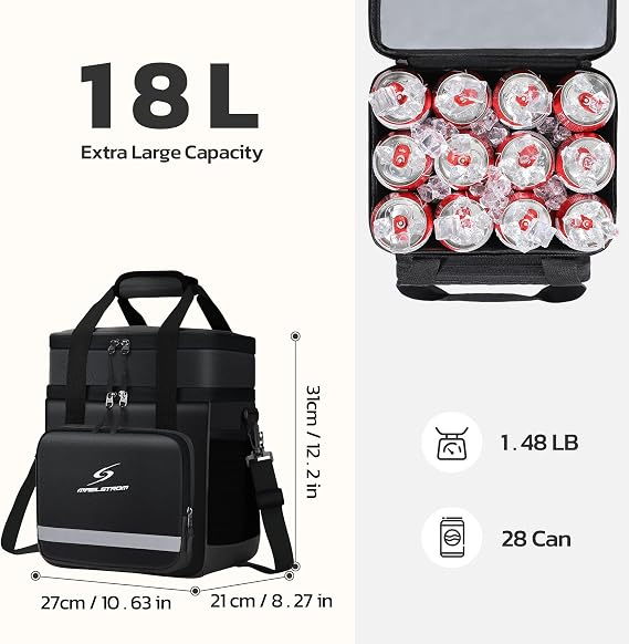 Maelstrom Lunch Box for Men,Insulated Lunch Bag Women,Leakproof Cooler Bag | Waterproof, Lightweight, 5-layer Insulation, Multiple Pockets, Portable, Adjustable Shoulder Strap, for Work/Travel/Picnic