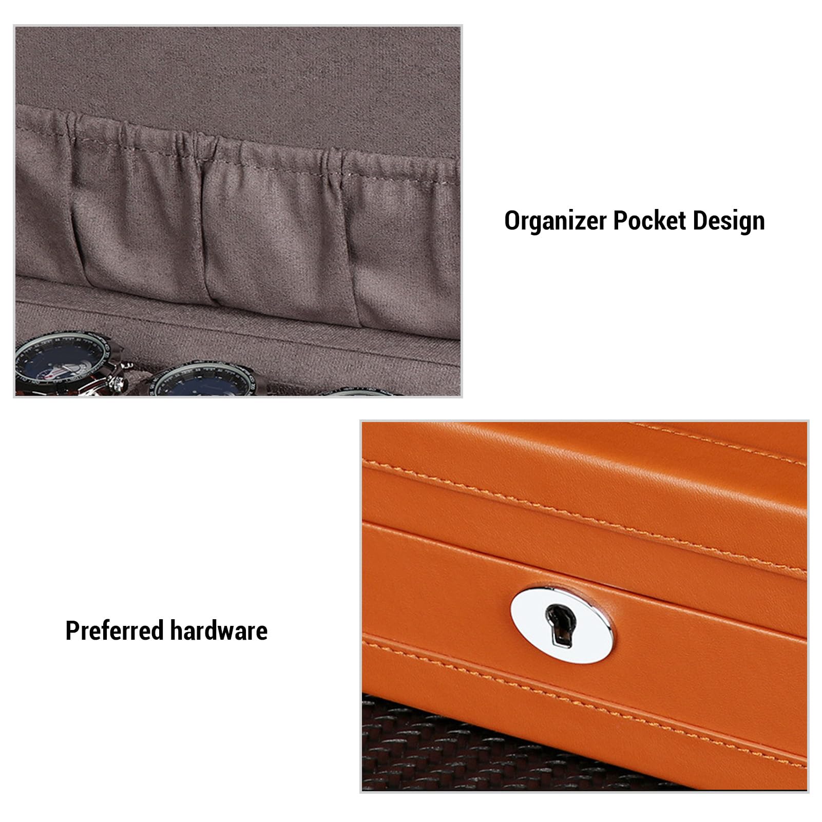 Yosoo Health Gear Pudełko na Zegarki z 5 Miejscami, Etui ze Skóry PU z Super Włókna, z Miejscem do Przechowywania Biżuterii, Poduszki Odporne na Kurz, 31 X 10,5 X 9 Cm, do Domowego Organizera (BROWN)