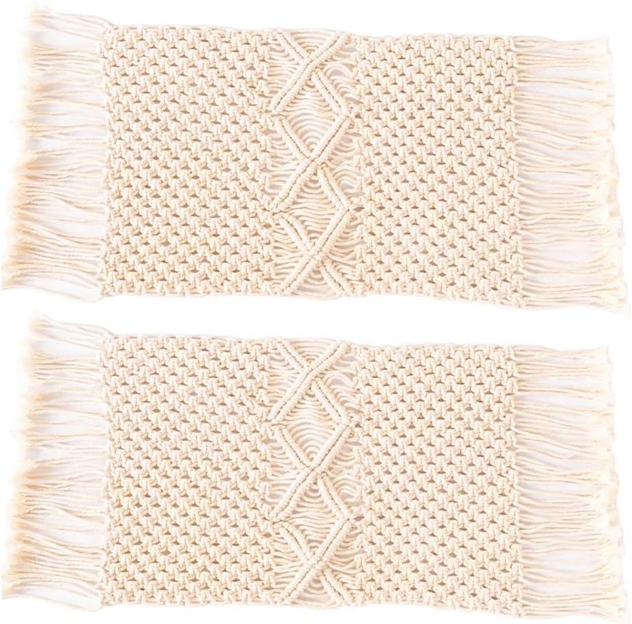 Pantaknot 2 Packs Macrame Table Runner Wedding Dining Bohemian placemats Home Décor Gift, 11 x 25 inch