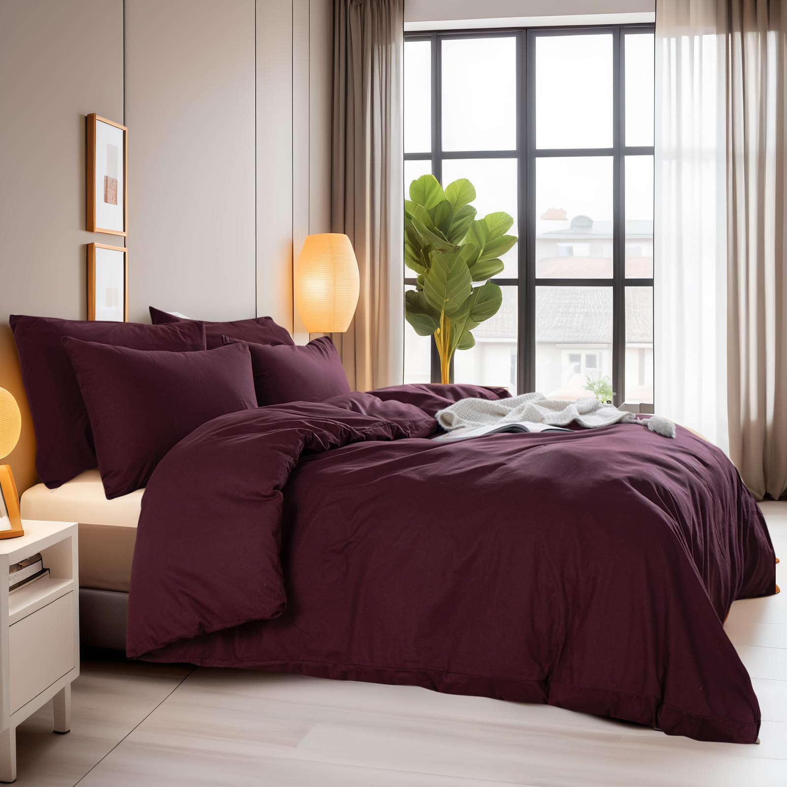 NEXHOME PRO Bettbezug-Set, 100% szczelne Baumwolle, California Kingn 264.2x248.9 cm, organische, natürliche Leinenoptik, strukturiert, atmungsaktiv, weich (keine Bettdecke)
