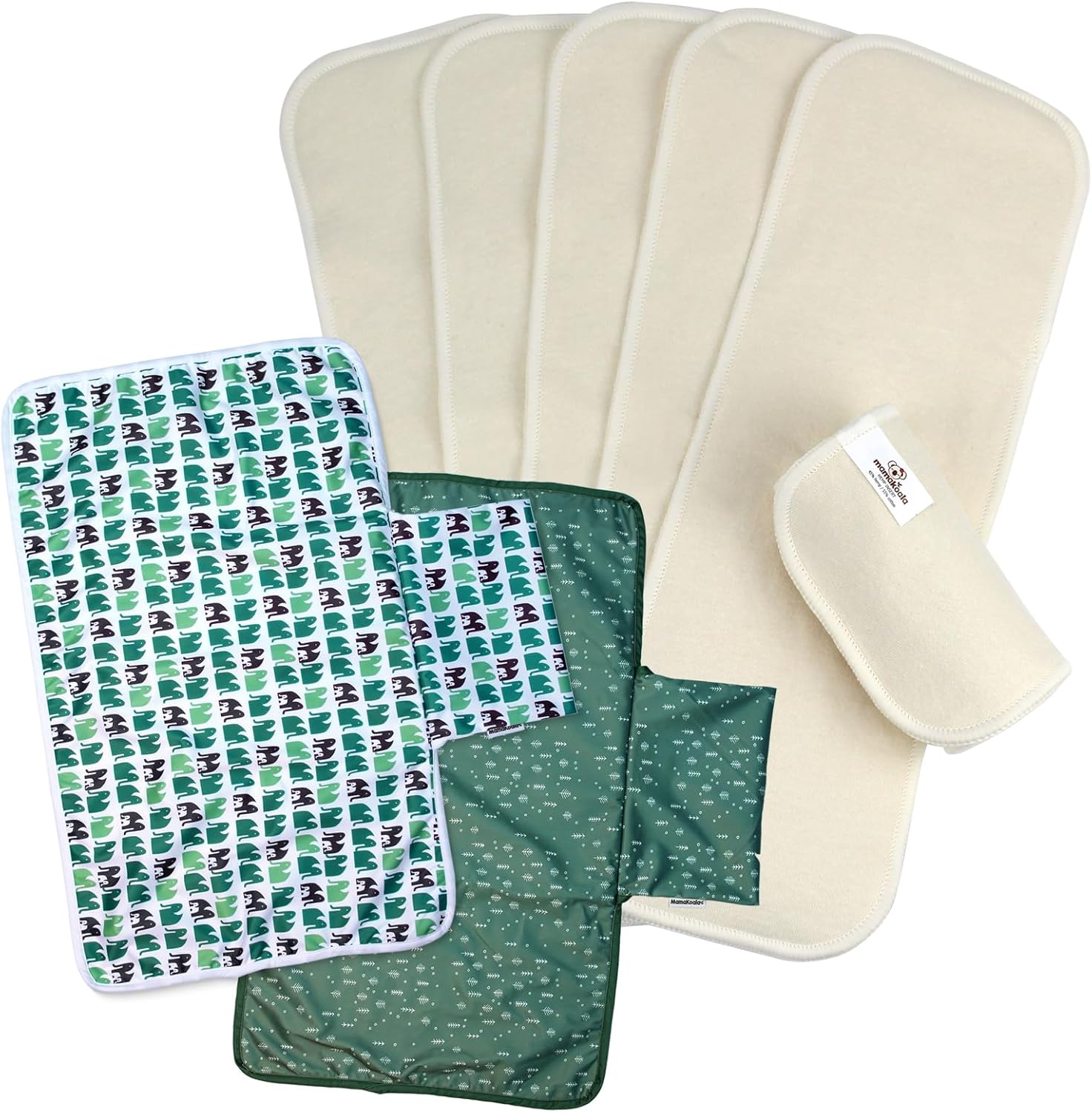 Mama Koala 6 Pcs 3-Layer Hemp Cotton Inserts, with 2 Pack Waterproof Changing Pad Liners