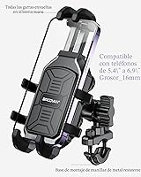 Vista 3 de BRCOVAN Soporte para teléfono de motocicleta con amortiguador de vibraciones, soporte anti-sismos para manillar de bicicleta, soporte para teléfono