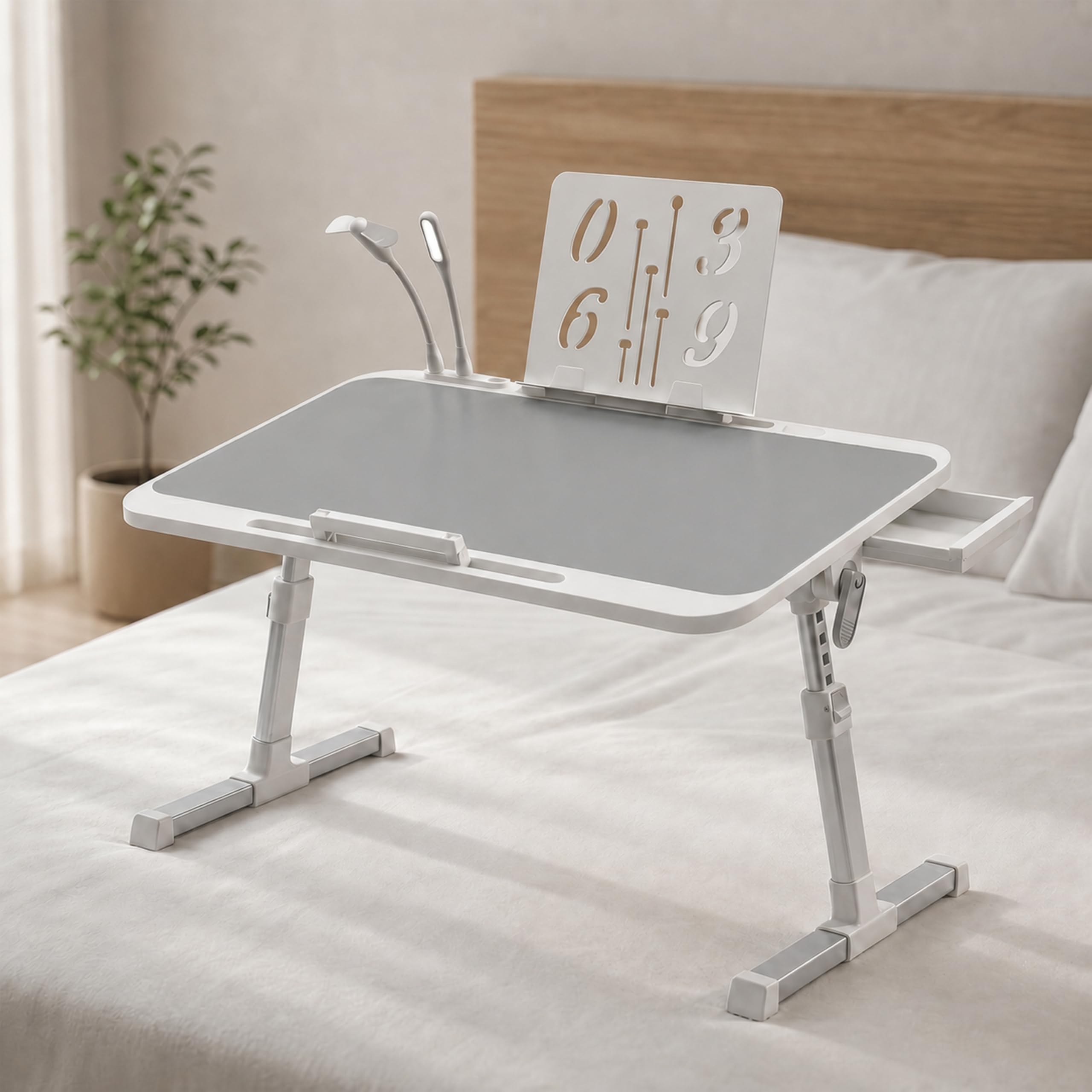 StarAndDaisy Kids Study Table Foldable/Multipurpose Baby/Kids Bed Table for Laptop and Study/Laptop Table with Adjustable Height & Angle with USB Port, LED and Mini Cooling Fan -Grey-image-11