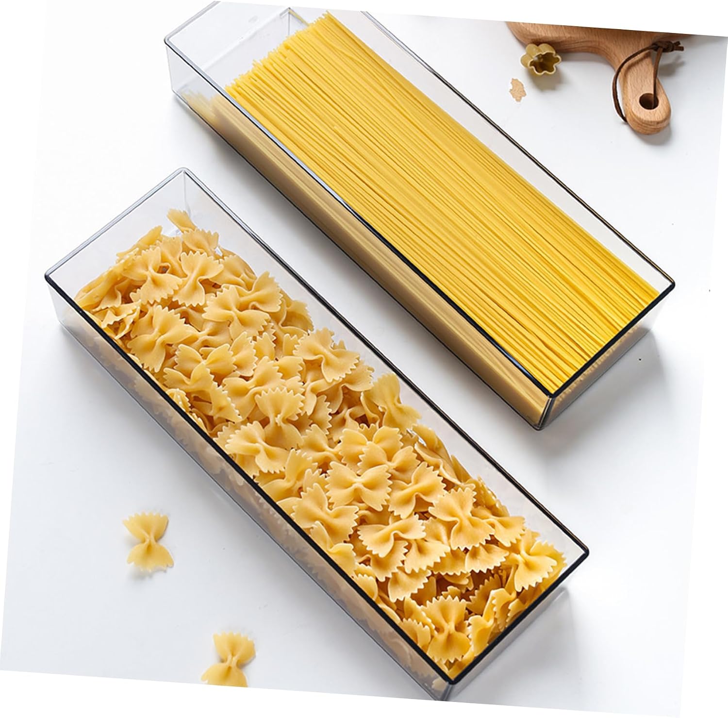 2pcs Transparent Food Storage Box Multi Functional Pasta Container for Refrigerator for Spaghetti Grains Fruits Snacks Practical Kitchen Organizer with Fine Workmanship
