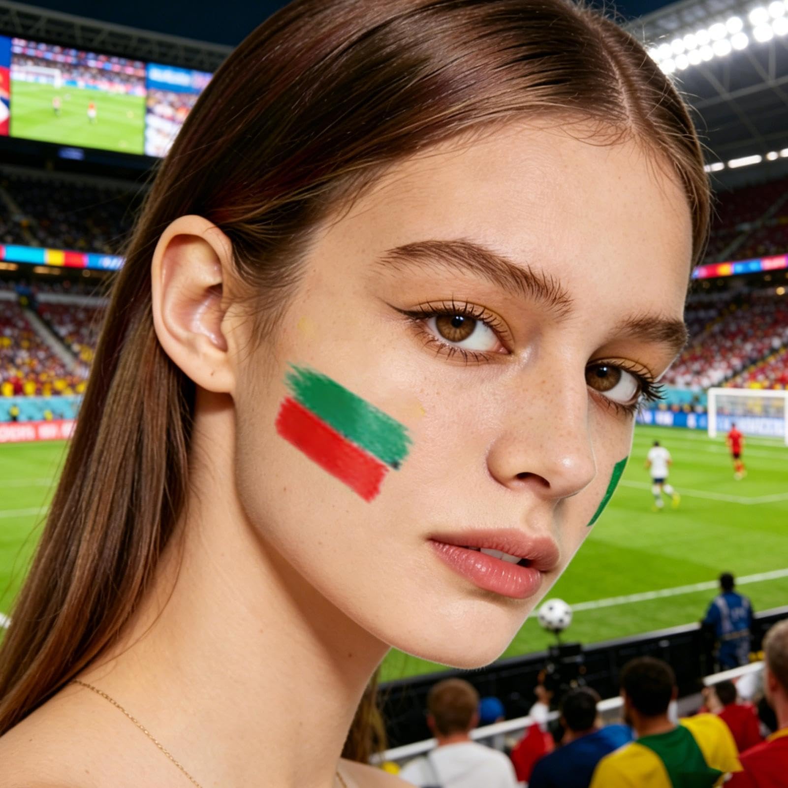 Peinture pour le visage résistante à la transpiration, maquillage durable drapeau, 7,6 x 2,5 cm avec accessoires de sport simples de couleur crème vive, couleur vive avec design créatif, soutien pour