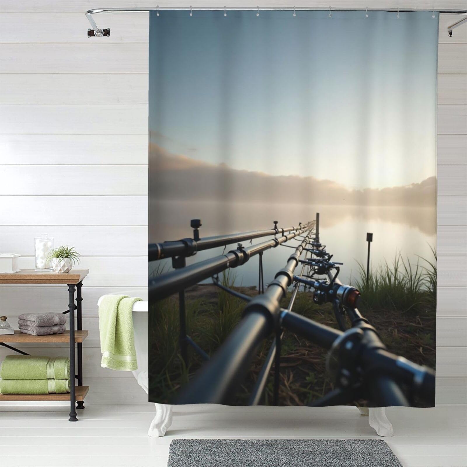 Rideaux de douche en tissu 152x183cm noir pour salle de bain