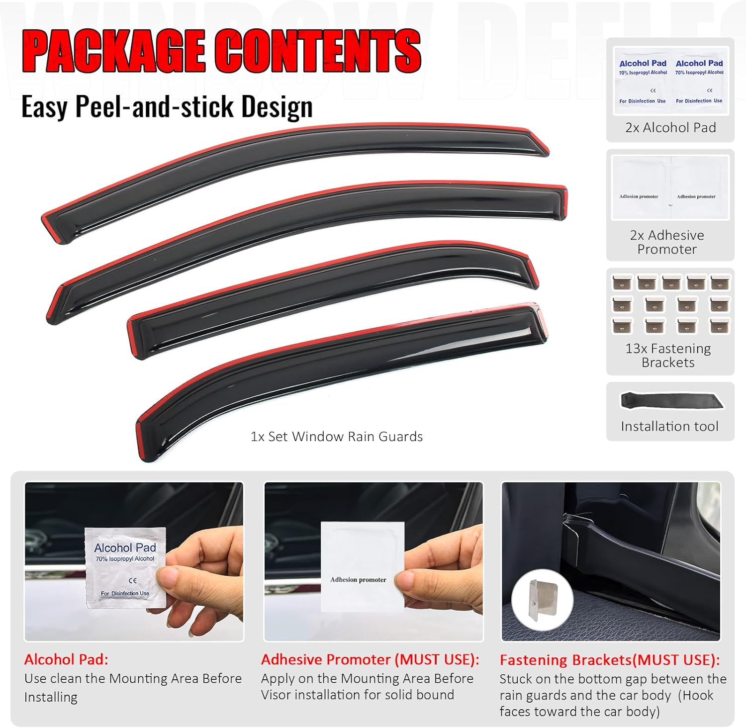 IKON MOTORSPORTS in Channel Window Visors Compatible with 2010-2017 Chevrolet Equinox, Acrylic Smoke/Tinted Rain Guards, Side Window Wind Deflectors 4PCS