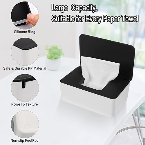 Miniatura 10 de NOVWANG Dispensador de toallitas de gran capacidad para bebés (8.3 pulgadas de largo x 4.9 pulgadas de ancho x 3.9 pulgadas de alto), contenedor de