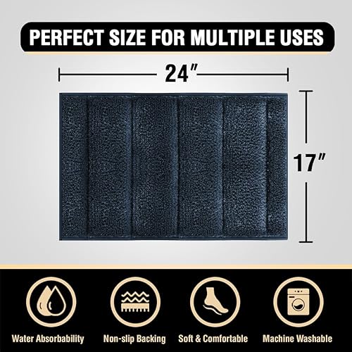 Miniatura 8 de H.VERSAILTEX Alfombra de baño de terciopelo grueso, súper peluda, suave, antideslizante, absorbente de agua, a rayas, se seca rápidamente, lavable y