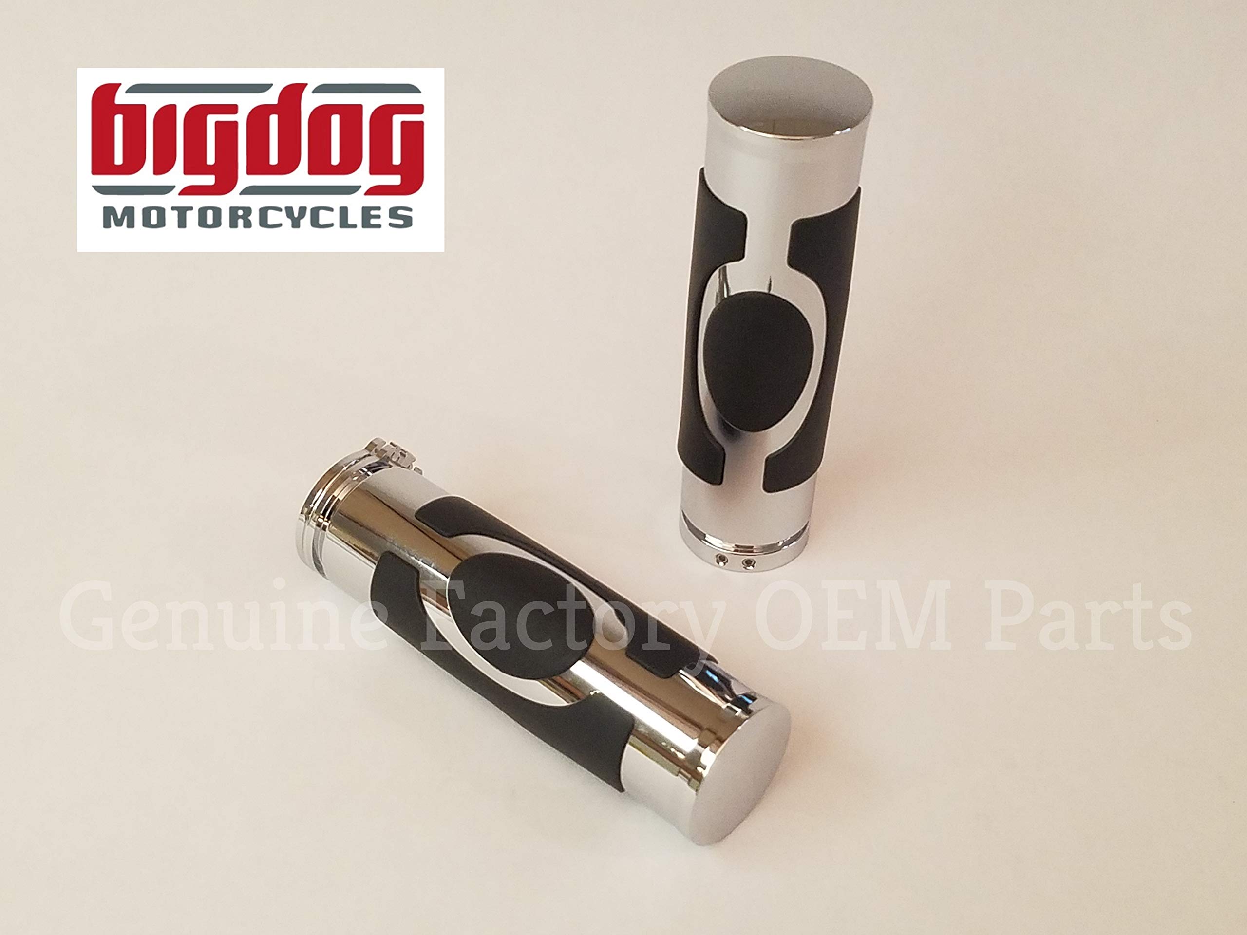 OEM Chrome Handlebar Grips (Pair) 2004-Present - K-9, Pitbull, Mastiff, Chopper, Coyote, Ridgeback, Mutt