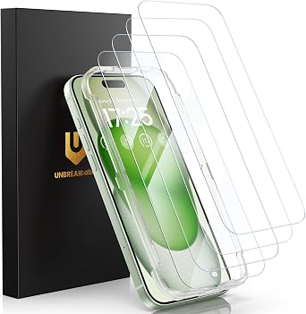 UNBREAKcable 4-Pack iPhone 15 Screen Protector, 9H Hardness