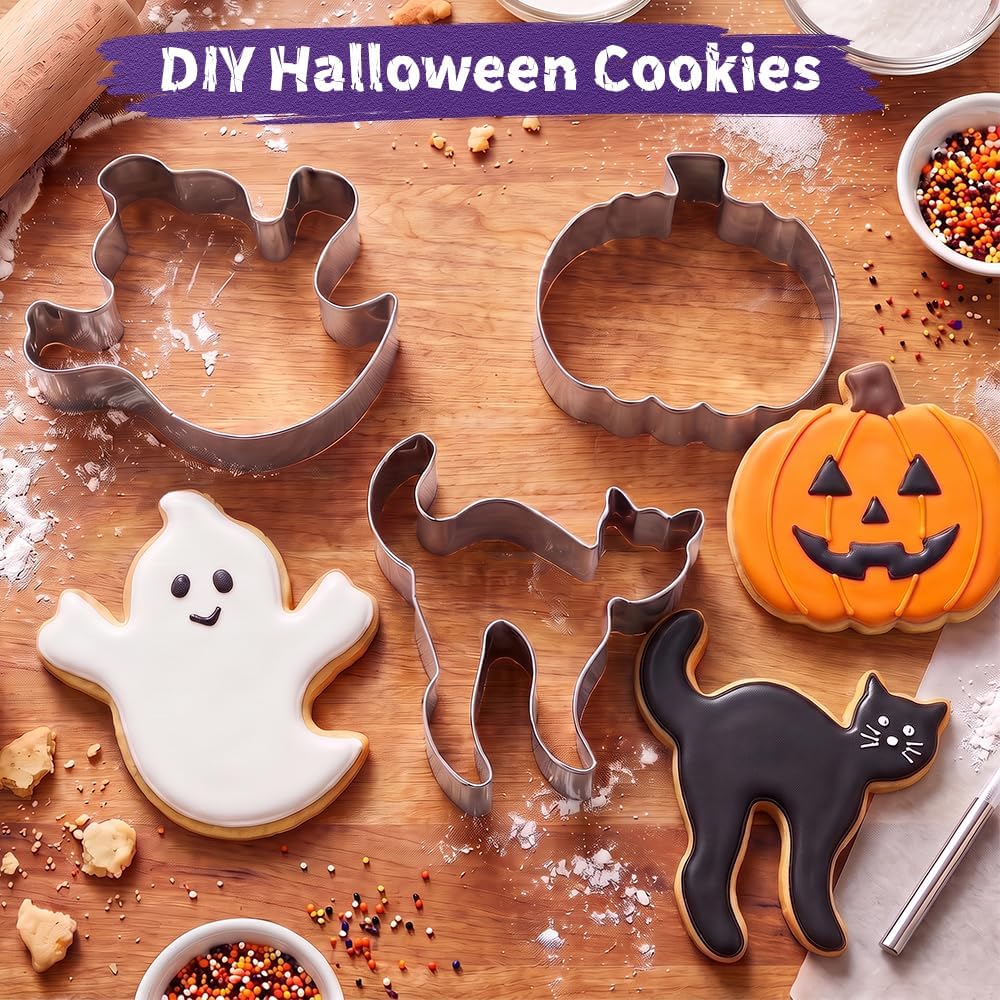 9-Piece Halloween Cookie Cutter Set, Ghost Pumpkin Bat Baking Molds