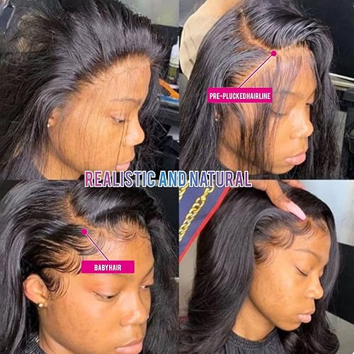 Miniatura 2 de Aaliweya Pelucas de cabello humano ondulado con cierre de encaje transparente HD de 5 x 5, 22 pulgadas + 360, color natural, 26 pulgadas, puede