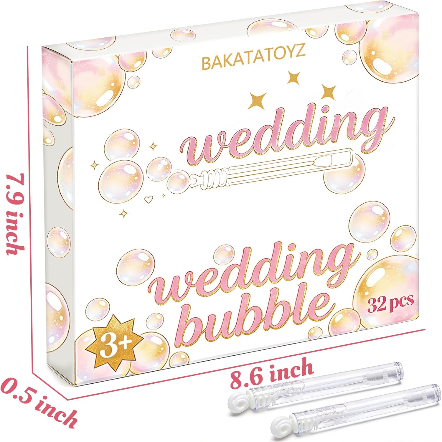 32 Pack Wedding Bubbles for Guests - Mini Bubbles Bulk with Gift Box, White Bubble Wand for Wedding Send Off, Party Favor Bubbles & Wedding Supplies for Reception, Bridal Shower, and Anniversary