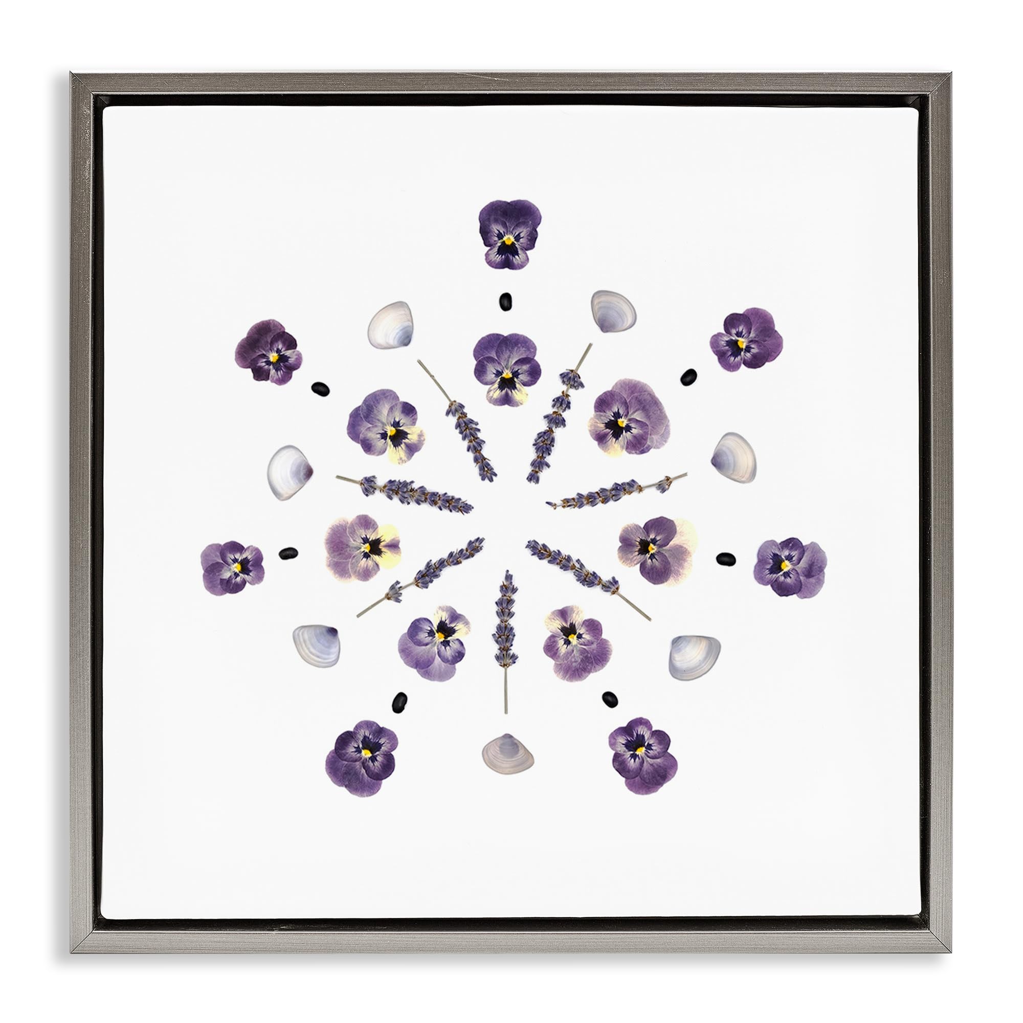 Stupell Industries 'Pansies & Lavender Symmetry'| Floating Frame Canvas Art