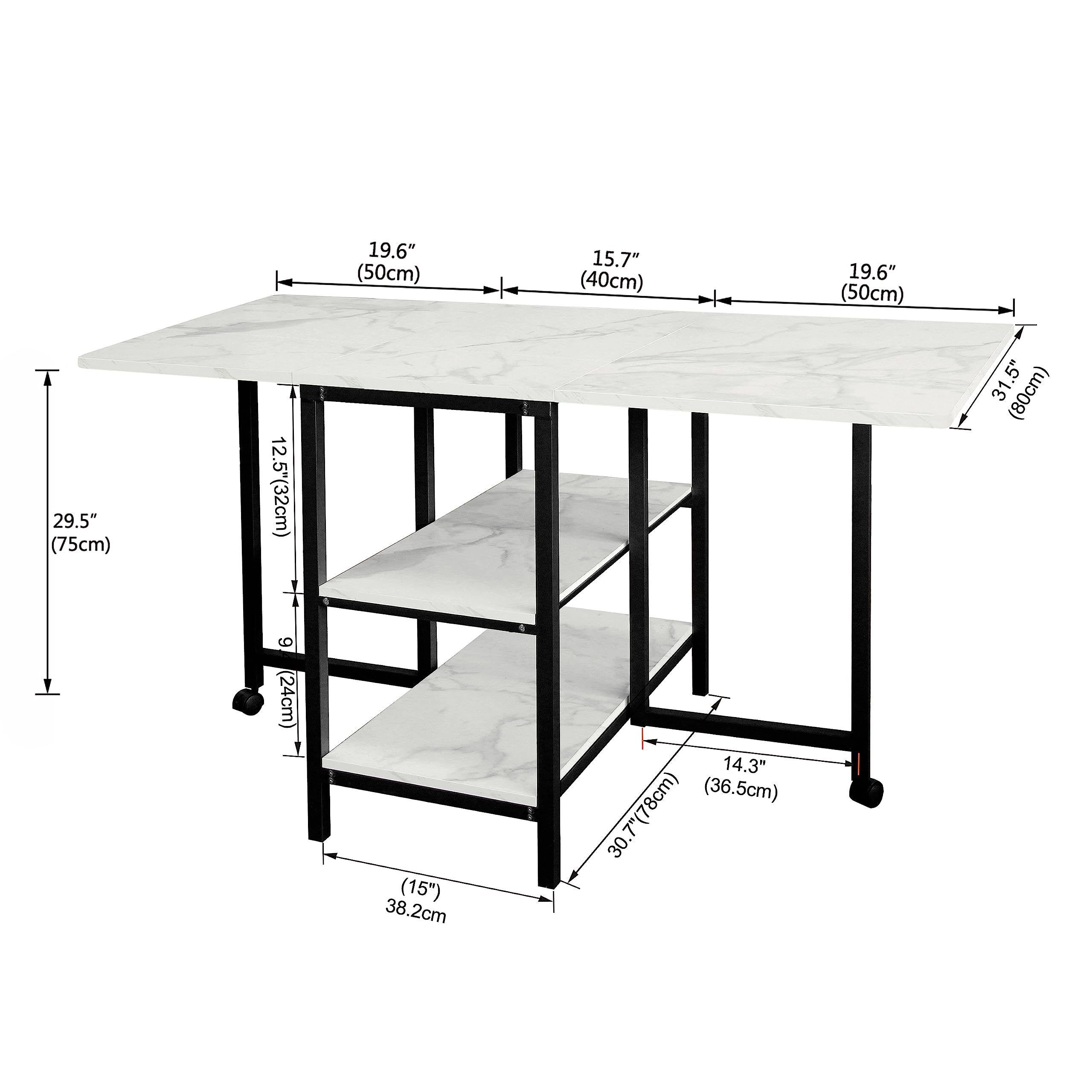 Amazon.com: AT-VALY Folding Dining Table with 2 Storage Open Shelf