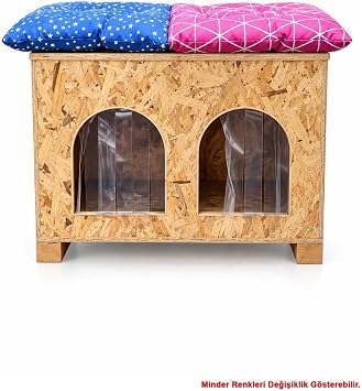 Reyo 2 B lmeli 2 Minderli Yerden Y ksek Kedi Yuvas , Su ve Is  Yal t m    ve D  Mekan Kedi Bar na  OSB, Kedi Evi 61x41x36 cm CAT51M