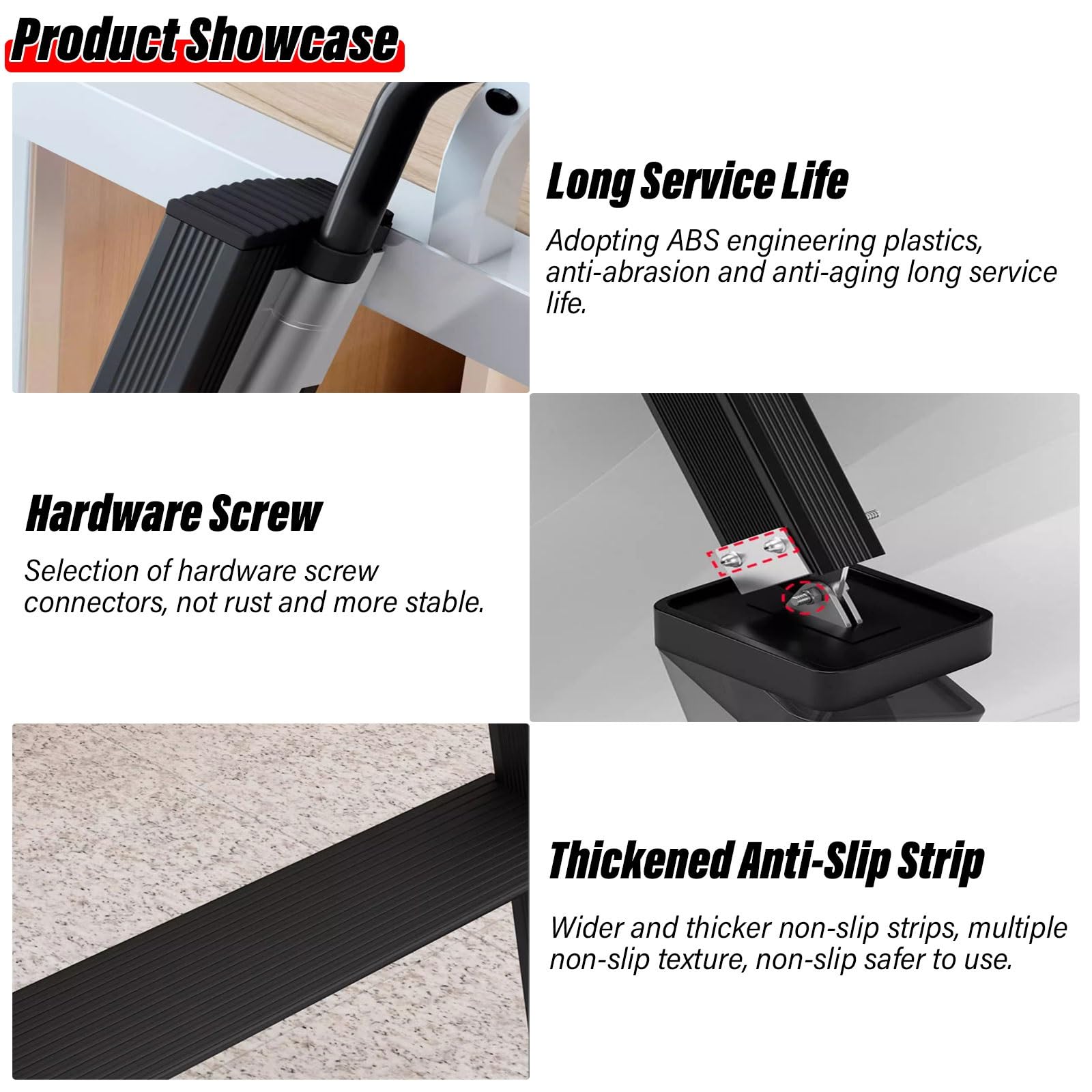 Escalera de litera de aluminio plateado de 5 escalones, resistente con capacidad de 330 libras para caravana, sótano, autocaravana y caravana, diseño recto universal para acceso superior a la litera